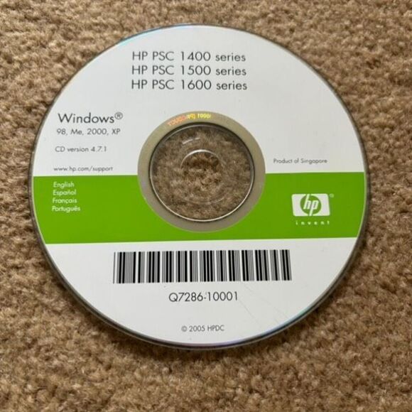 HP PSC 1500/1600 Macintosh Series Driver Disc Version 4.7.1 98, Me, 2000, XP - Picture 1 of 2